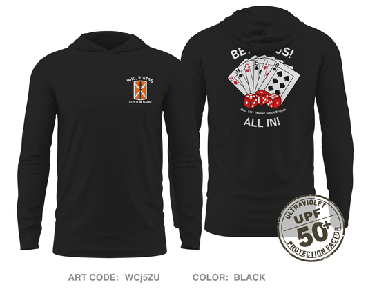 CUSTOM HHC, 516th Theater Signal Brigade Core Men's UPF 50+ Hooded Performance LS Tee - WCj5ZU
