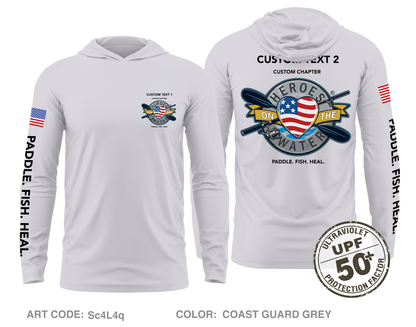 CUSTOM Heroes on the Water National Core Men's UPF 50+ Hooded Performance LS Tee