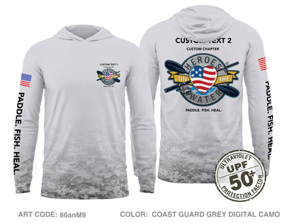 CUSTOM Heroes on the Water National Core Men's UPF 50+ Hooded Performance LS Tee - Digital Camo