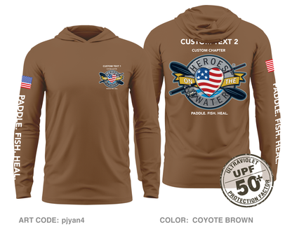 CUSTOM Heroes on the Water National Core Men's UPF 50+ Hooded Performance LS Tee