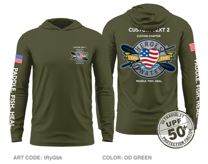 CUSTOM Heroes on the Water National Core Men's UPF 50+ Hooded Performance LS Tee
