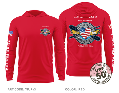CUSTOM Heroes on the Water National Core Men's UPF 50+ Hooded Performance LS Tee