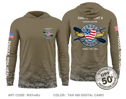 CUSTOM Heroes on the Water National Core Men's UPF 50+ Hooded Performance LS Tee - Digital Camo
