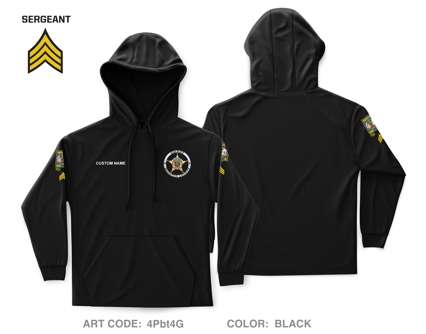 CUSTOM Houston County Sheriffs Department Core Men's Hooded Performance Sweatshirt - 4Pbt4G_SERG