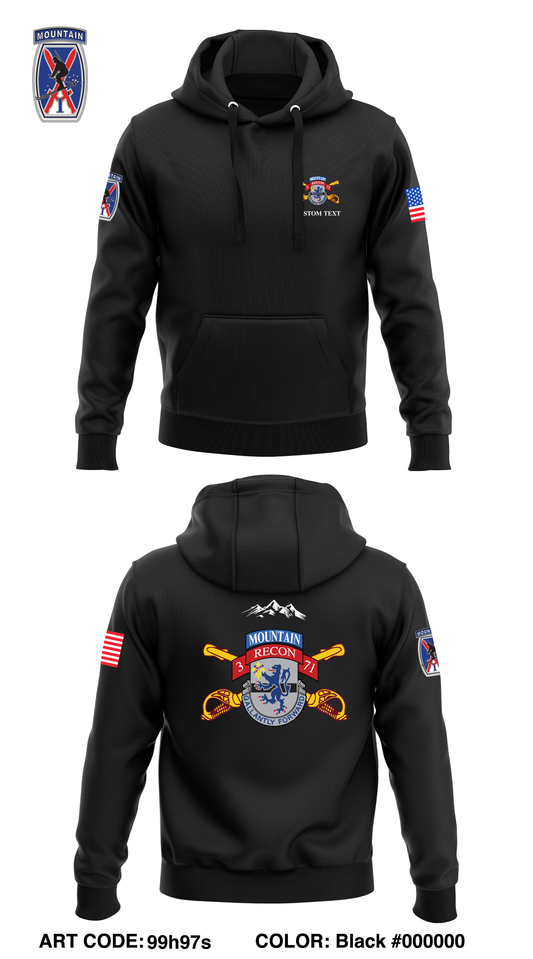 CUSTOM 3-71 CAV - Unit Gear Core Men's Hooded Performance Sweatshirt - 99h97s