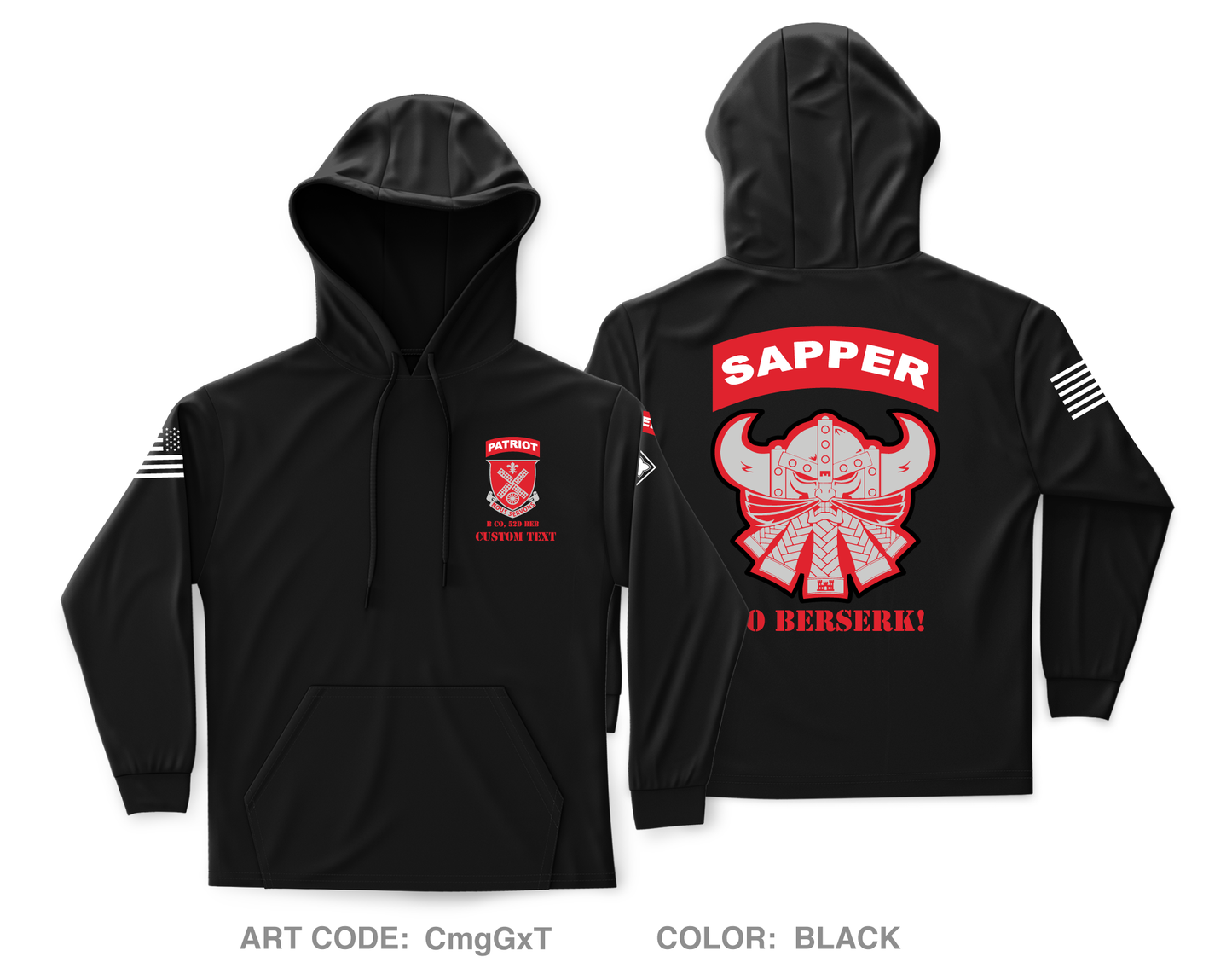 Custom B CO, 52D BEB Core Men's Hooded Performance Sweatshirt - CmgGxT