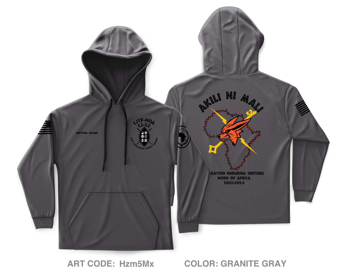 Custom Joint Intelligence Support Element, CJ-22, CJTF-HOA Core Men's Hooded Performance Sweatshirt - Hzm5Mx