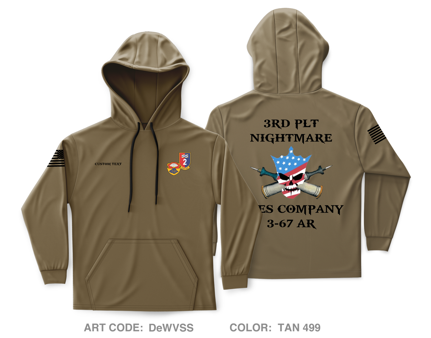 Custom A CO. 3-67 AR Core Men's Hooded Performance Sweatshirt - DeWVSS