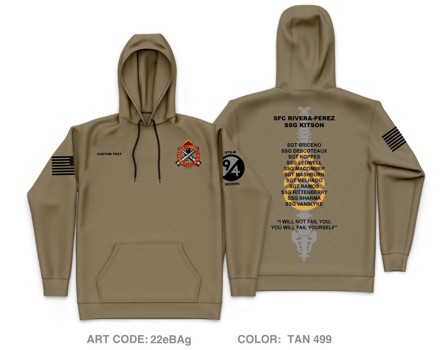 CUSTOM RTS-M Devens ALC Core Men's Hooded Performance Sweatshirt - 22eBAg