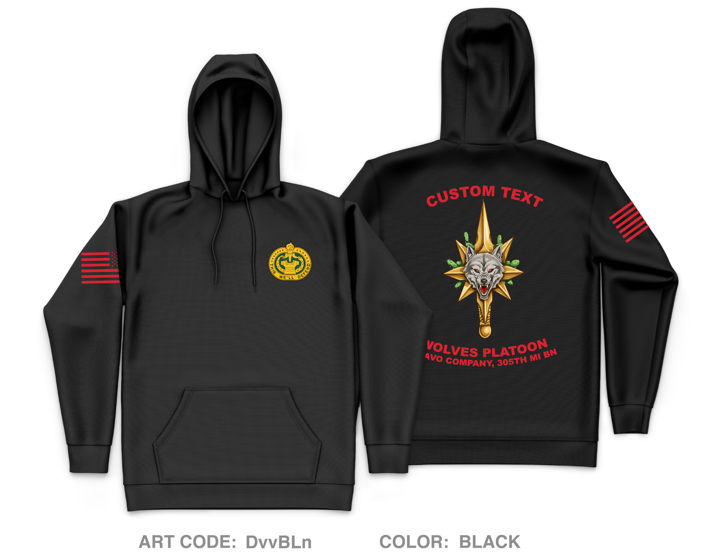 CUSTOM Wolves Platoon, Bravo Company 305th MI BN Core Men's Hooded Performance Sweatshirt - DvvBLn