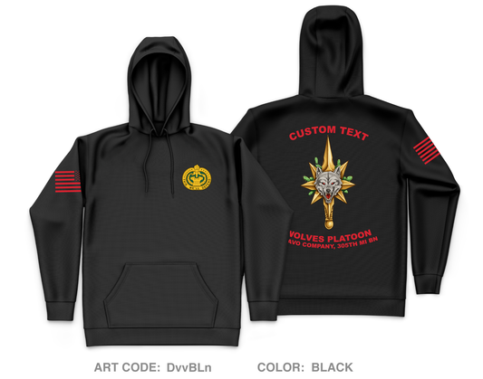 CUSTOM Wolves Platoon, Bravo Company 305th MI BN Core Men's Hooded Performance Sweatshirt - DvvBLn