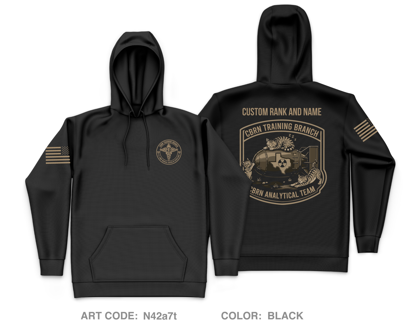 CUSTOM CBRN Training Branch Core Men's Hooded Performance Sweatshirt - N42a7t