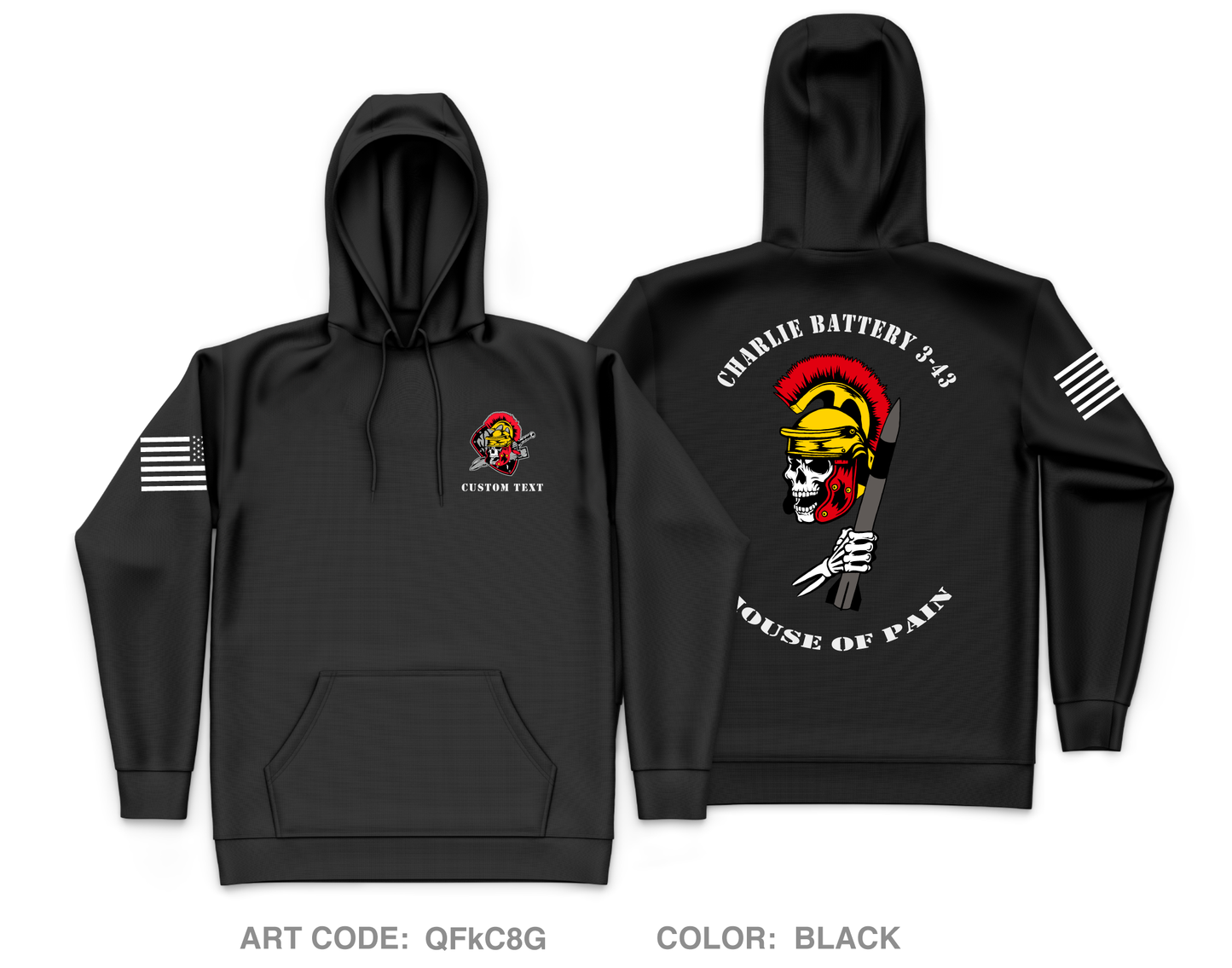 CUSTOM CHARLIE BATTERY 3-43 ADA Fundraising Collection Core Men's Hooded Performance Sweatshirt - QFkC8G