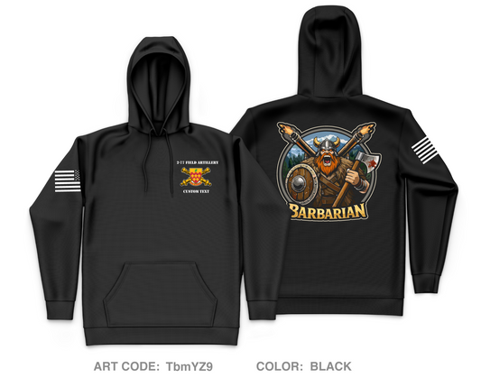 CUSTOM Barbarian Battery, 2-77 FA Core Men's Hooded Performance Sweatshirt - TbmYZ9