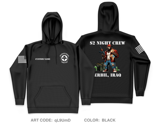 CUSTOM 44th IBCT S-2 Night Shift Core Men's Hooded Performance Sweatshirt - qL9UmD