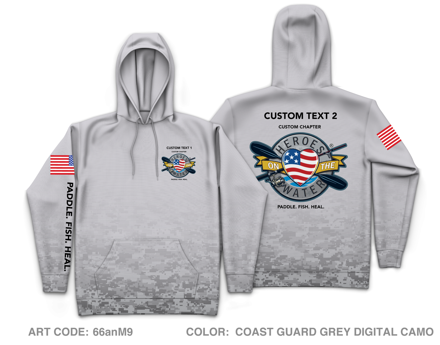 CUSTOM Heroes on the Water National Core Men's Hooded Performance Sweatshirt - Digital Camo