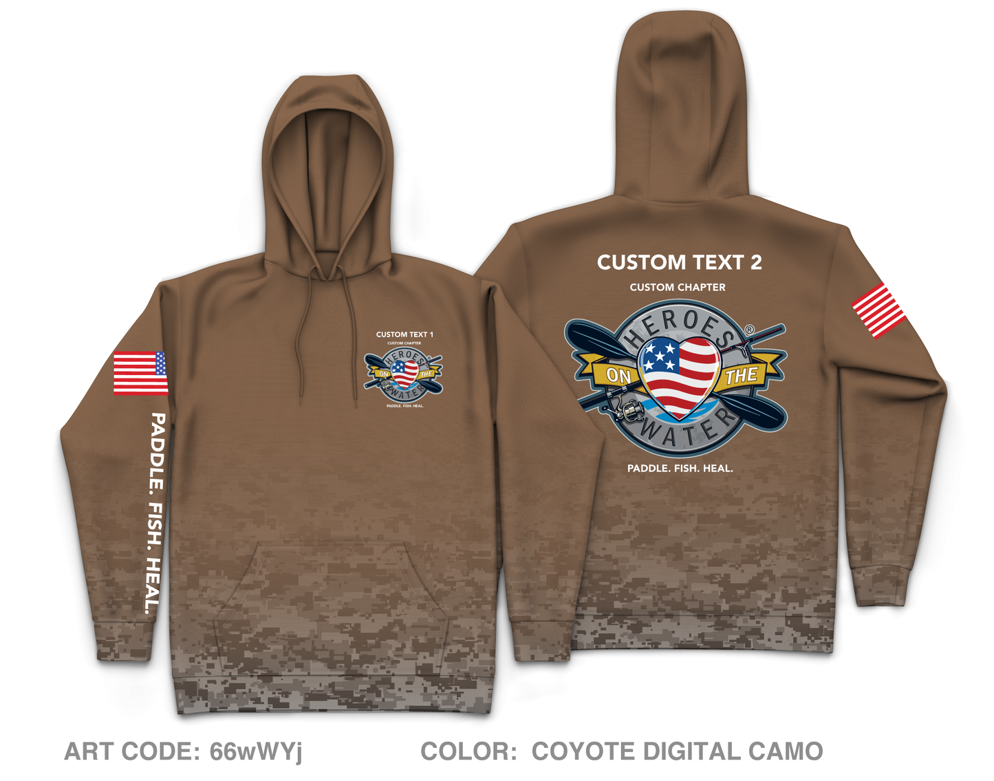 CUSTOM Heroes on the Water National Core Men's Hooded Performance Sweatshirt - Digital Camo