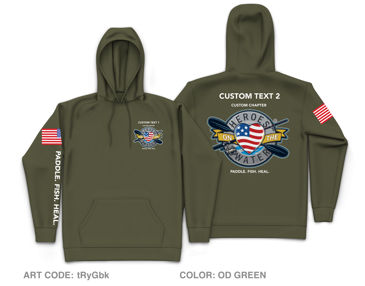 CUSTOM Heroes on the Water National  Core Men's Hooded Performance Sweatshirt
