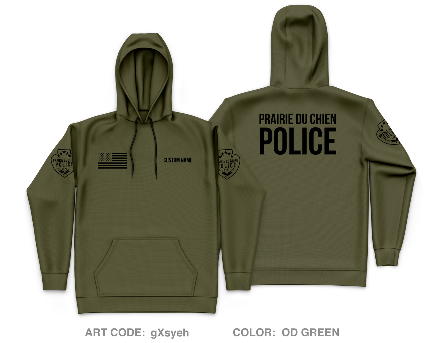 CUSTOM Prairie du Chien Police Department Core Men's Hooded Performance Sweatshirt - gXsyeh