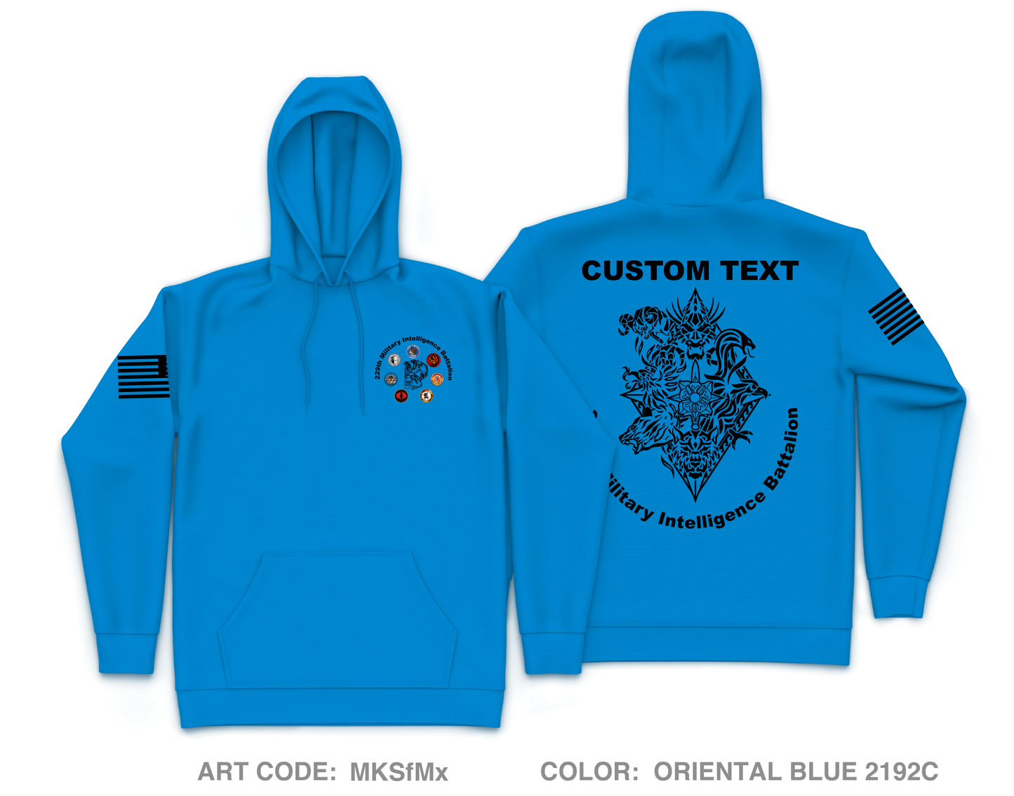 CUSTOM 229th Military Intelligence Battalion Core Men's Hooded Performance Sweatshirt - MKSfMx