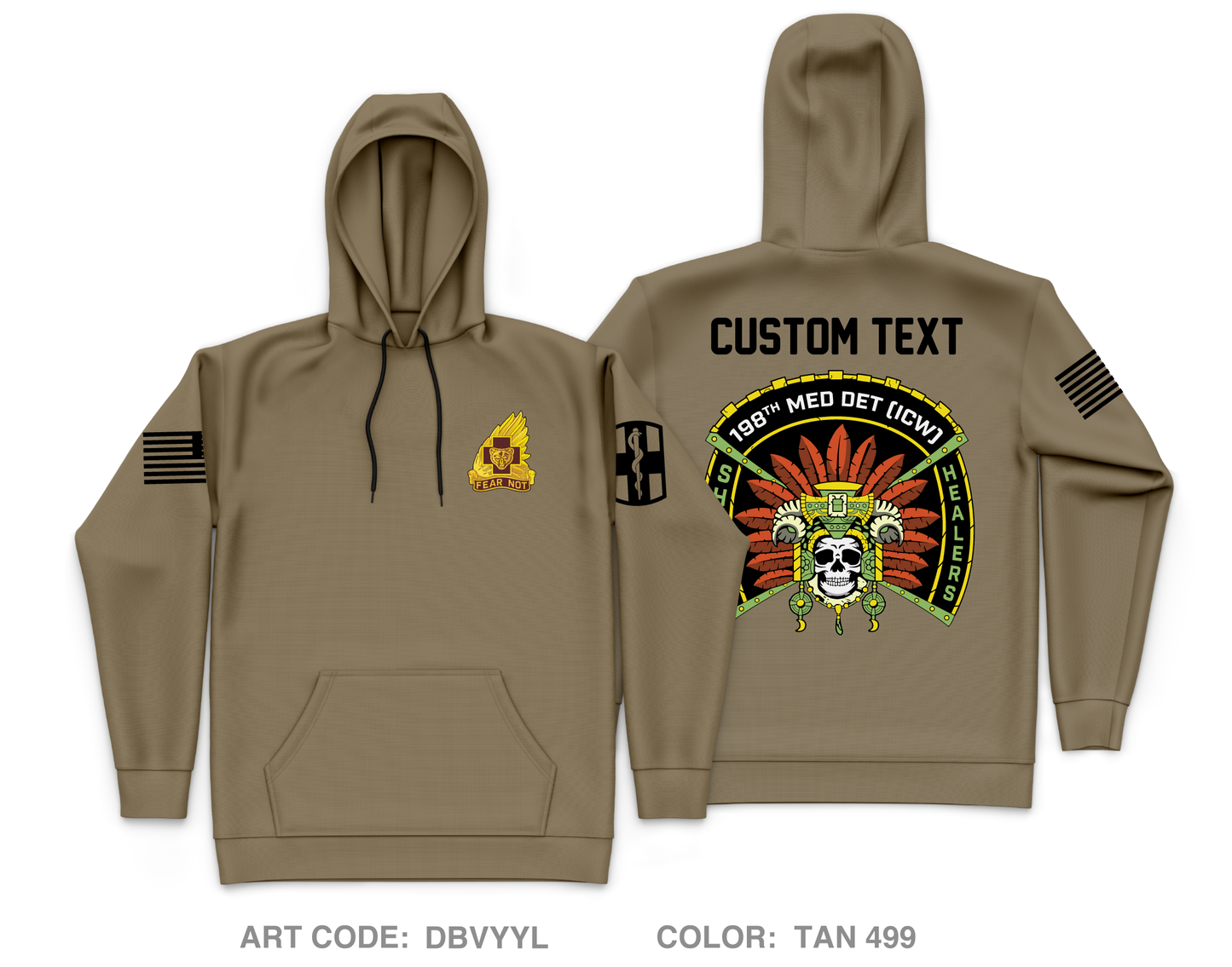 CUSTOM 198th Medical Detachment - ICW Core Men's Hooded Performance Sweatshirt - DBVYYL