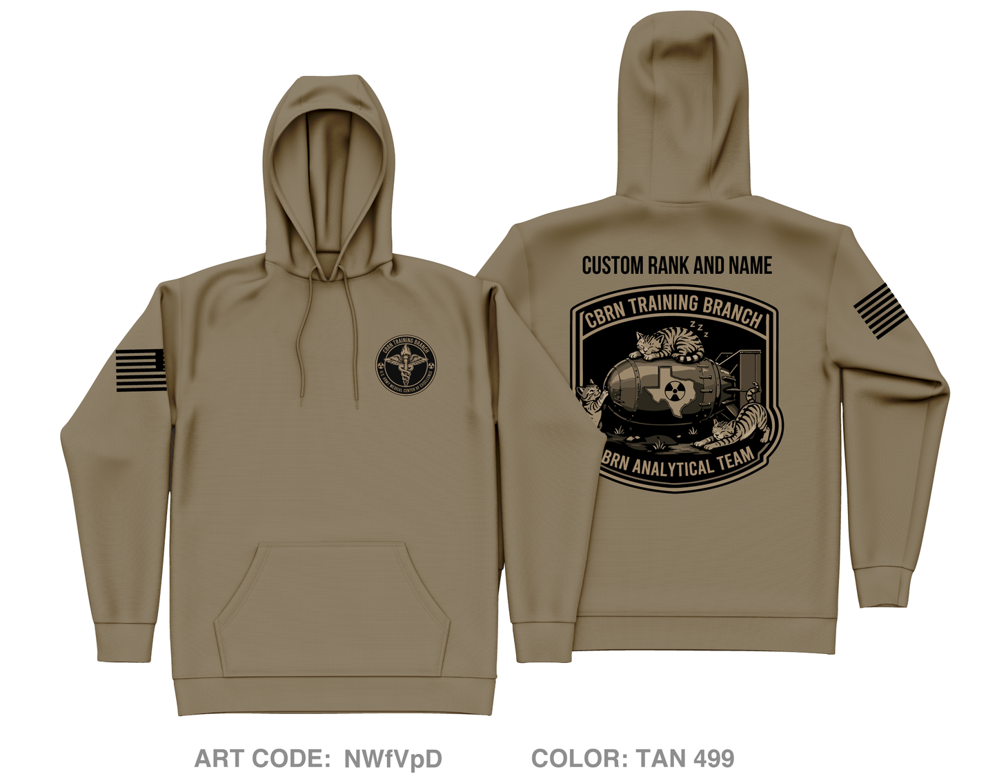 CUSTOM CBRN Training Branch Core Men's Hooded Performance Sweatshirt - NWfVpD