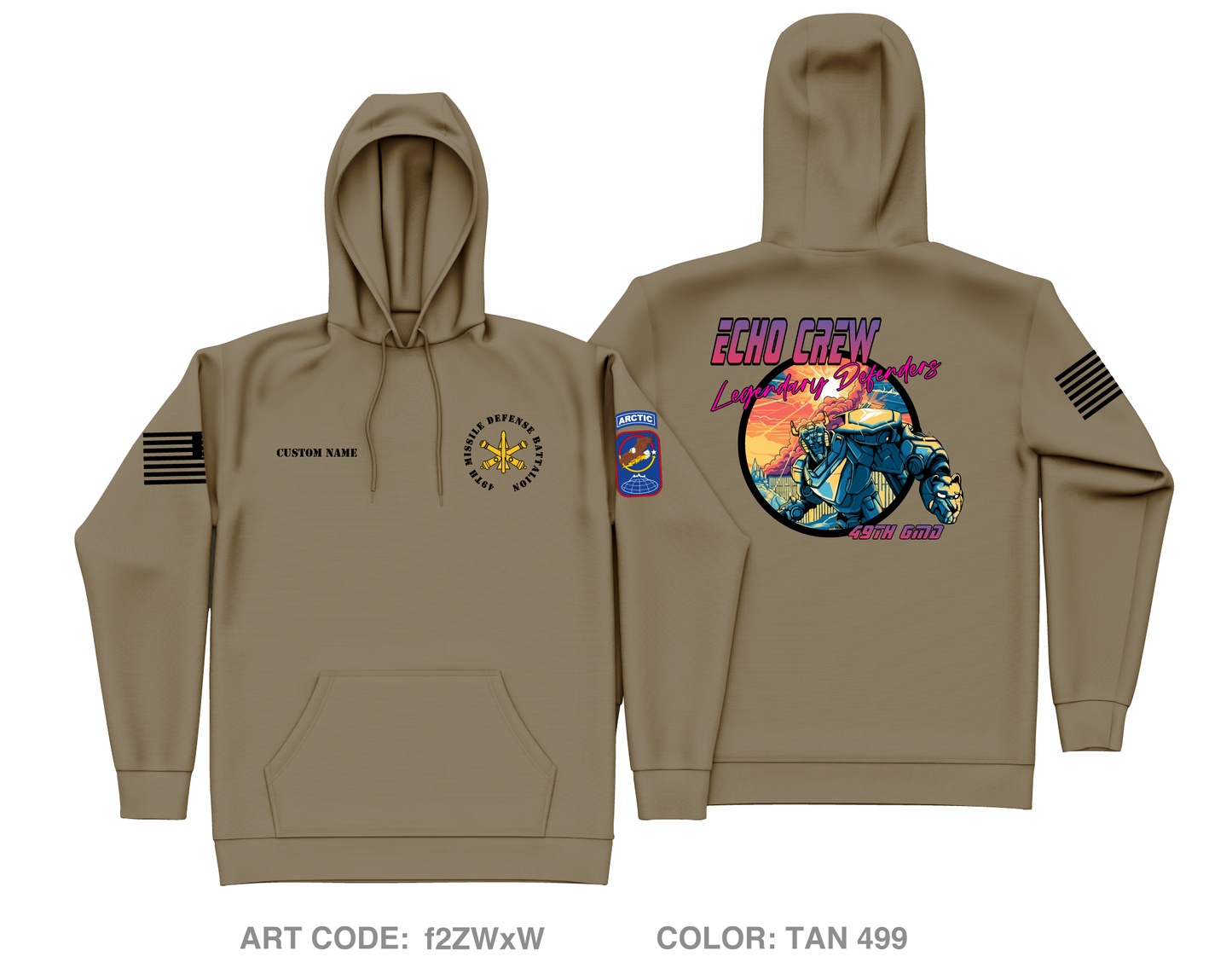 CUSTOM Echo Crew, 49th Missile Defense Battalion Core Men's Hooded Performance Sweatshirt - f2ZWxW