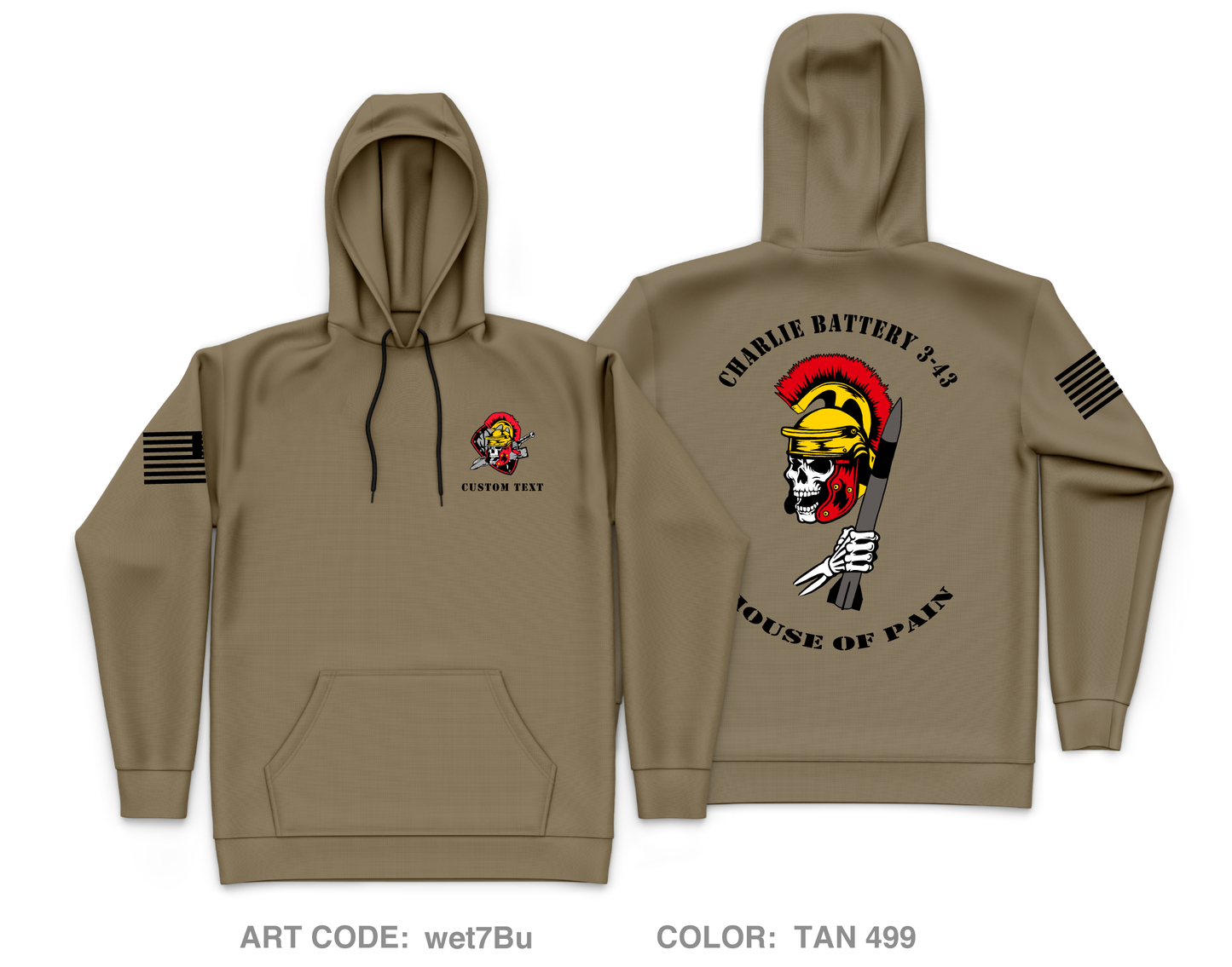 CUSTOM CHARLIE BATTERY 3-43 ADA Fundraising Collection Core Men's Hooded Performance Sweatshirt - wet7Bu