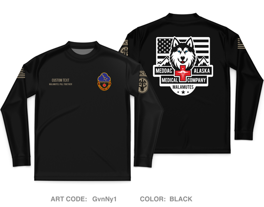 CUSTOM MEDDAC-ALASKA Core Men's LS Performance Tee - GvnNy1