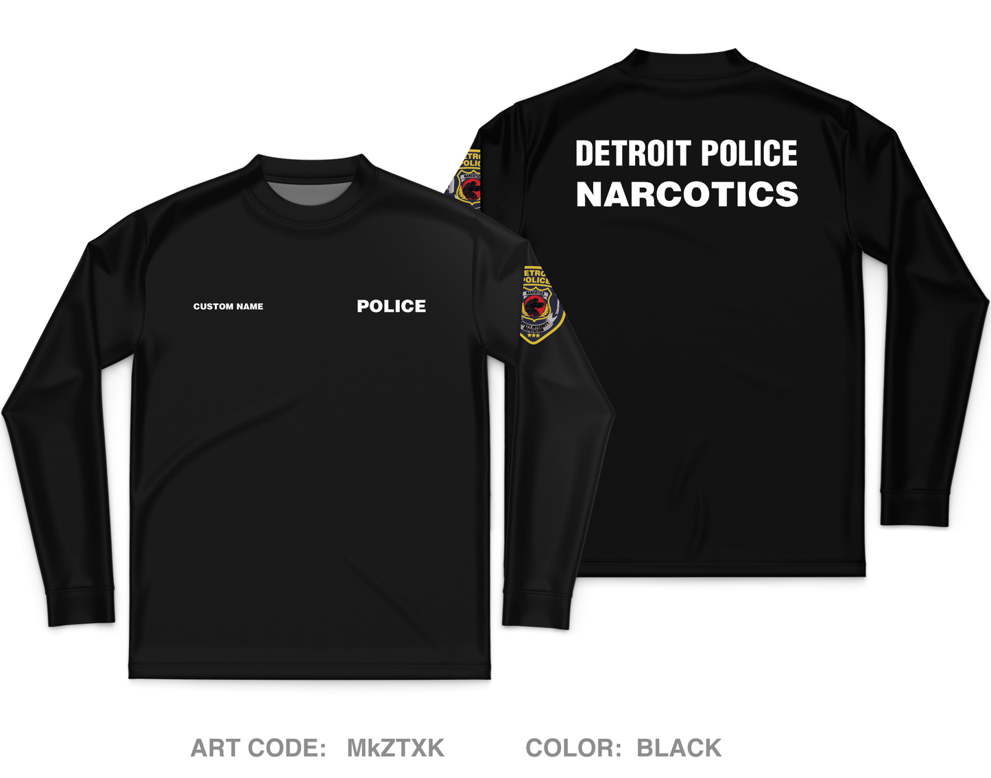 CUSTOM Detroit police narcotics Core Men's LS Performance Tee - MkZTXK