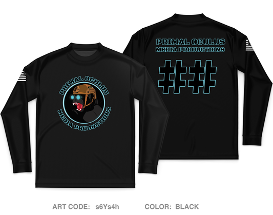 CUSTOM Primal Oculus Media Productions Core Men's LS Performance Tee - s6Ys4h