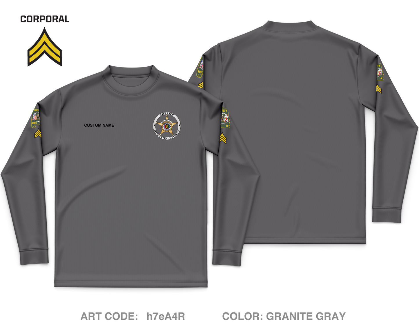 CUSTOM Houston County Sheriffs Department Core Men's LS Performance Tee - h7eA4R_CORP