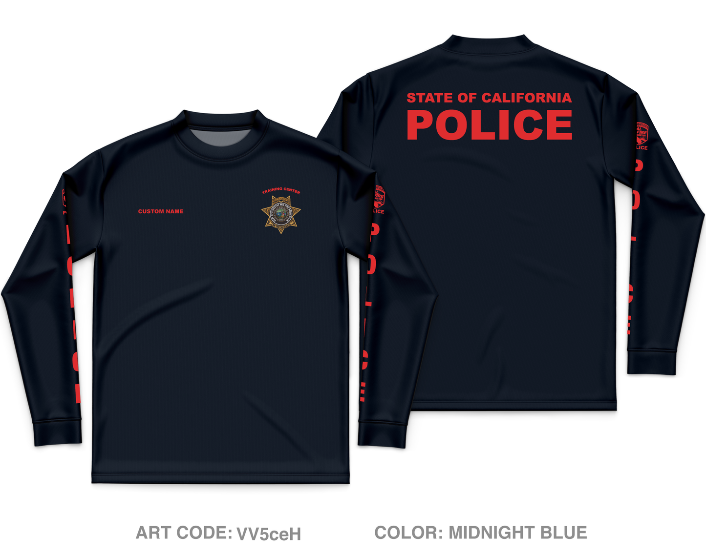 CUSTOM CAL FIRE LAW ENFORCEMENT TRAINING Store 1 Core Men's LS Performance Tee - VV5ceH