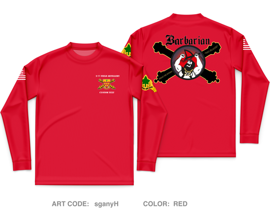 CUSTOM Barbarian/ 2-77 FA Core Men's LS Performance Tee - sganyH