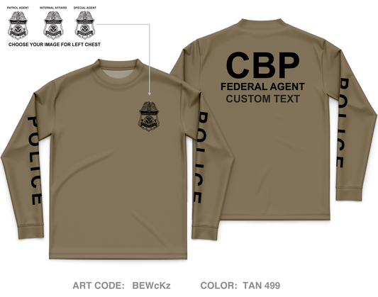 CUSTOM US Customs & Border Protection Core Men's LS Performance Tee - BEWcKz