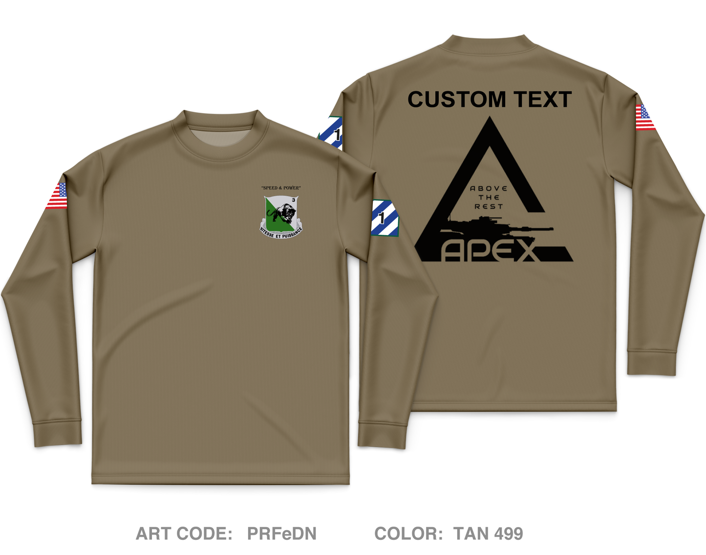 CUSTOM A Co, 3-69 AR, 1ABCT, 3ID Core Men's LS Performance Tee - PRFeDN