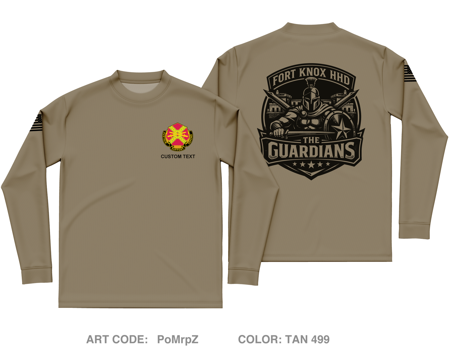CUSTOM HHD USAG Fort Knox Core Men's LS Performance Tee - PoMrpZ