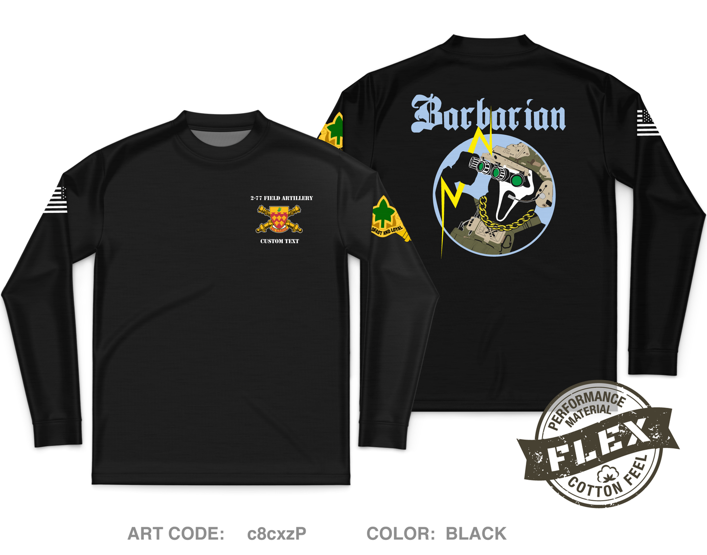 CUSTOM Barbarian/ 2-77 FA Core Men's LS Flex Performance Tee - c8cxzP