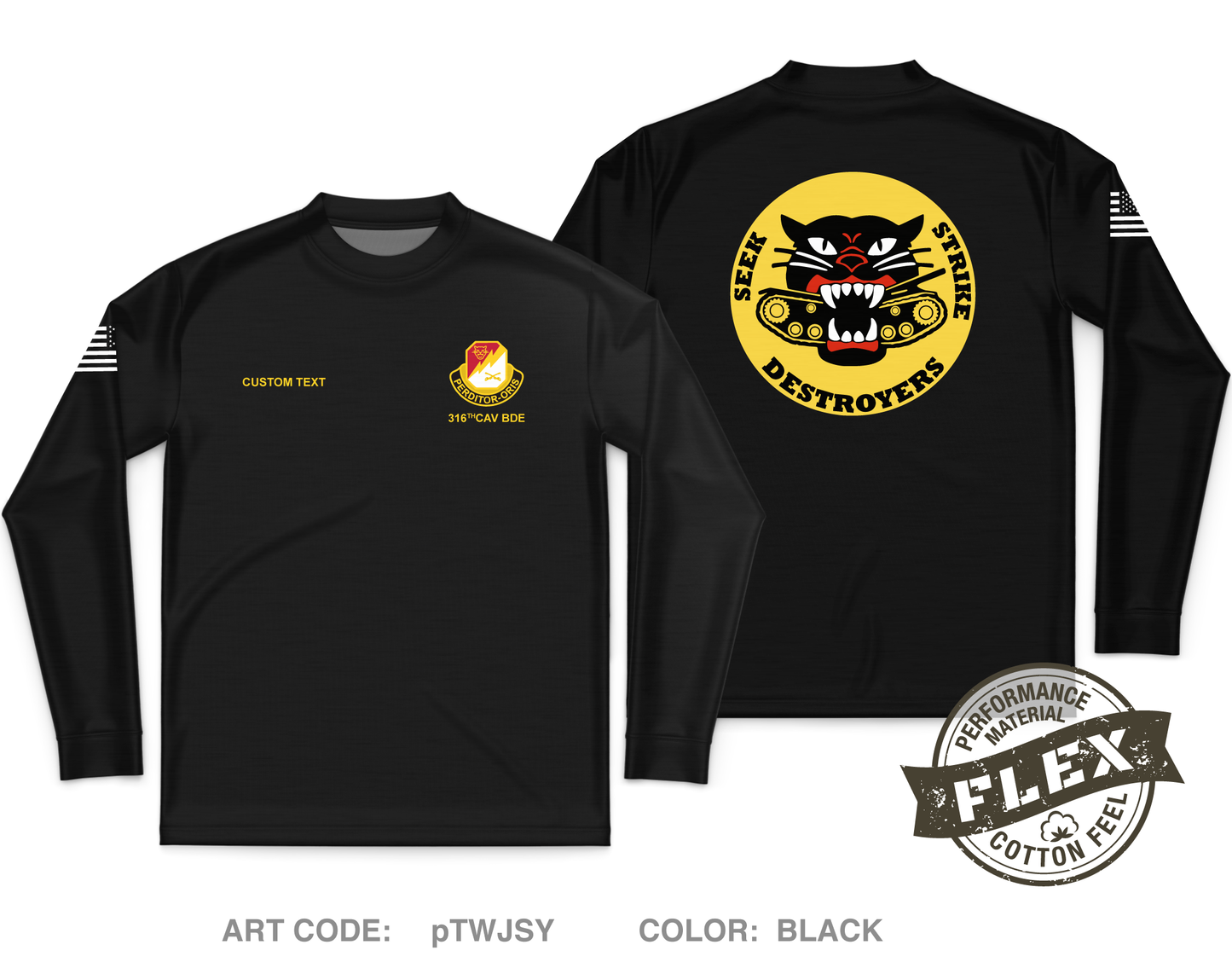 CUSTOM HHT BDE, 316 CAV BDE Core Men's LS Flex Performance Tee - pTWJSY