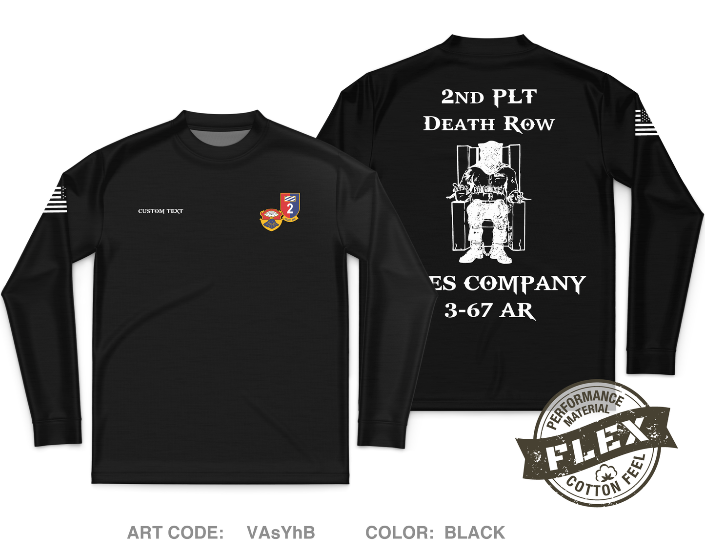 Custom A CO. 3-67 AR Core Men's LS Flex Performance Tee - VAsYhB