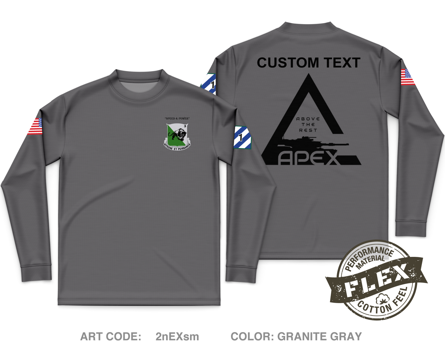 Custom A Co, 3-69 AR, 1ABCT, 3ID Core Men's LS Flex Performance Tee - 2nEXsm