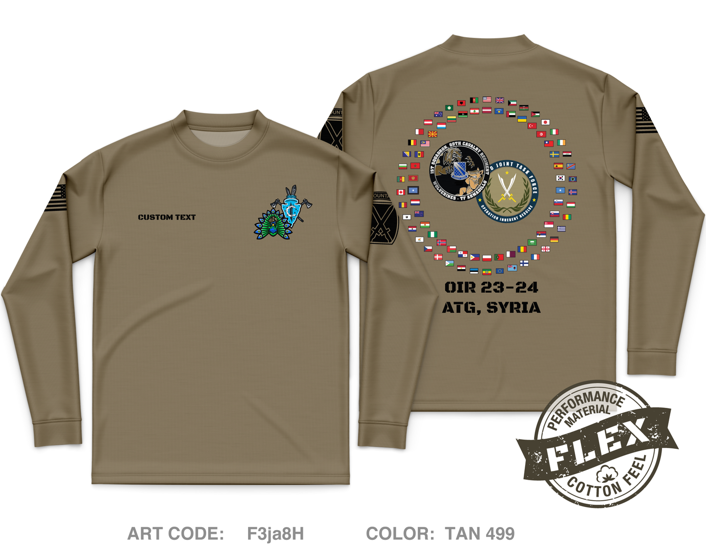 Custom 2|C|1-89 CAV Core Men's LS Flex Performance Tee - F3ja8H