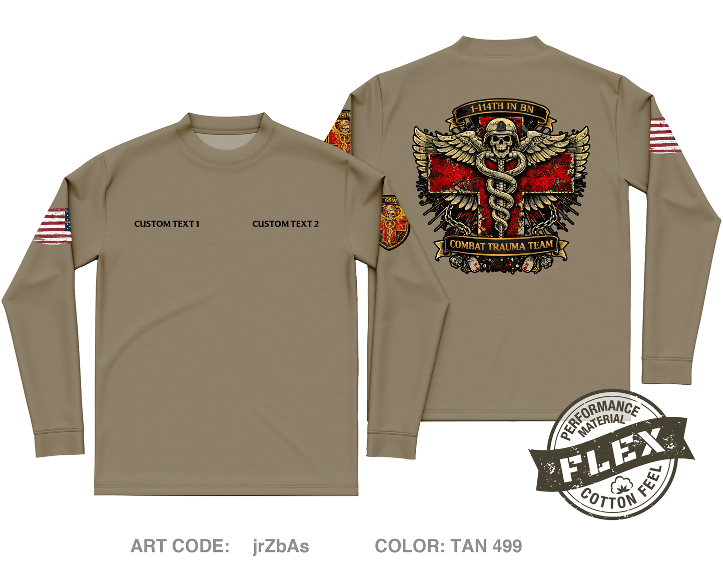 CUSTOM Combat Trauma Team Core Men's LS Flex Performance Tee - jrZbAs