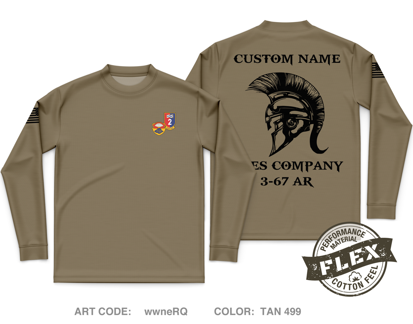 Custom A CO. 3-67 AR Core Men's LS Flex Performance Tee - wwneRQ