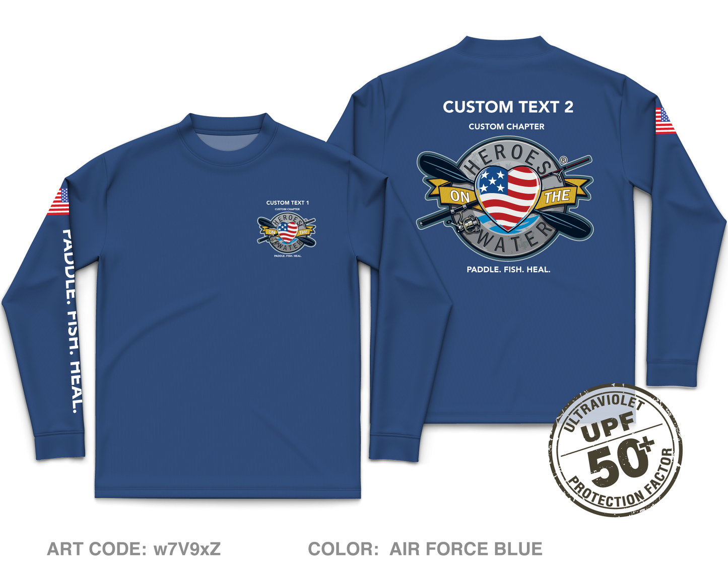 CUSTOM Heroes on the Water National Core Men's UPF 50+ Performance LS Tee