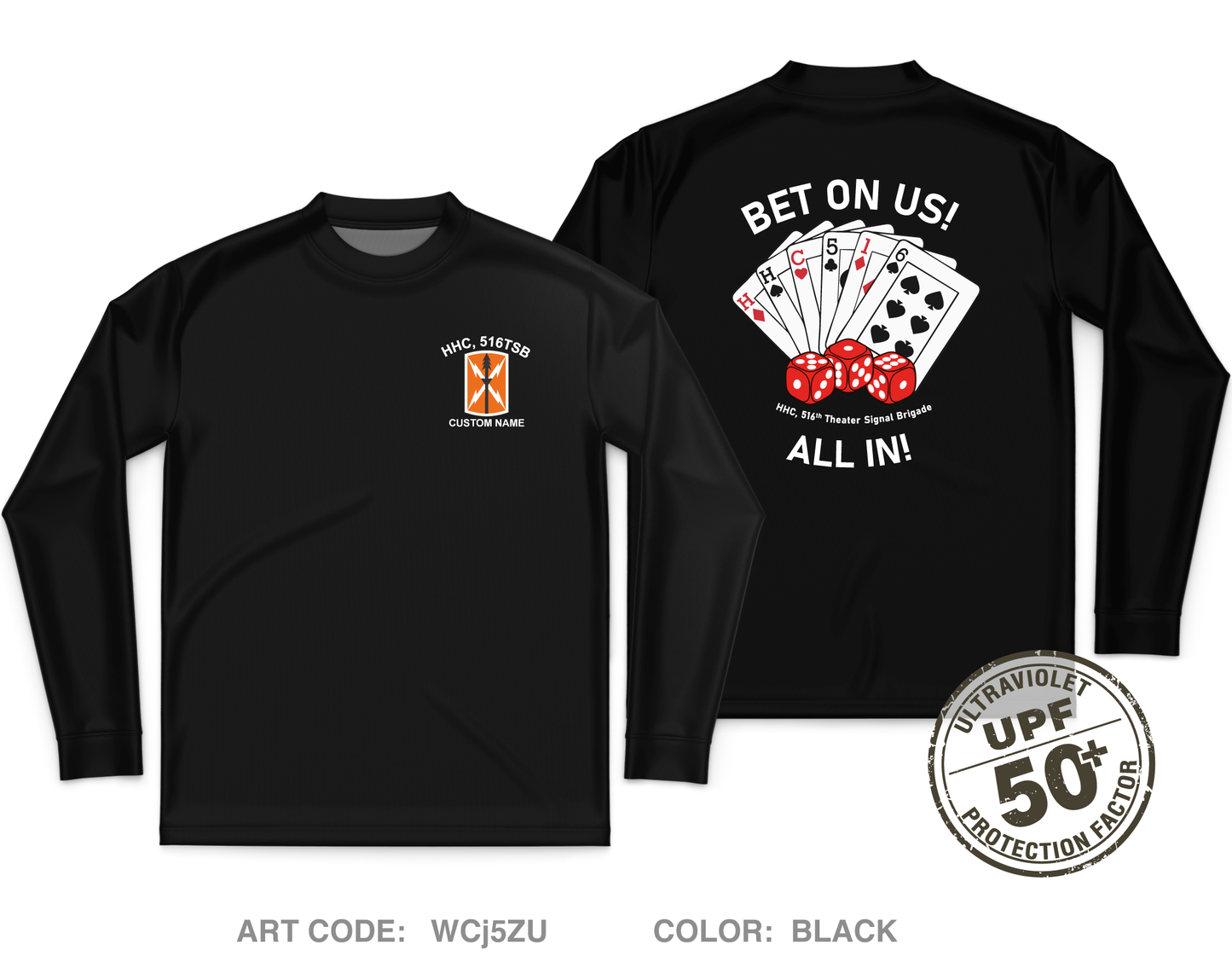 CUSTOM HHC, 516th Theater Signal Brigade Core Men's UPF 50+ Performance LS Tee - WCj5ZU