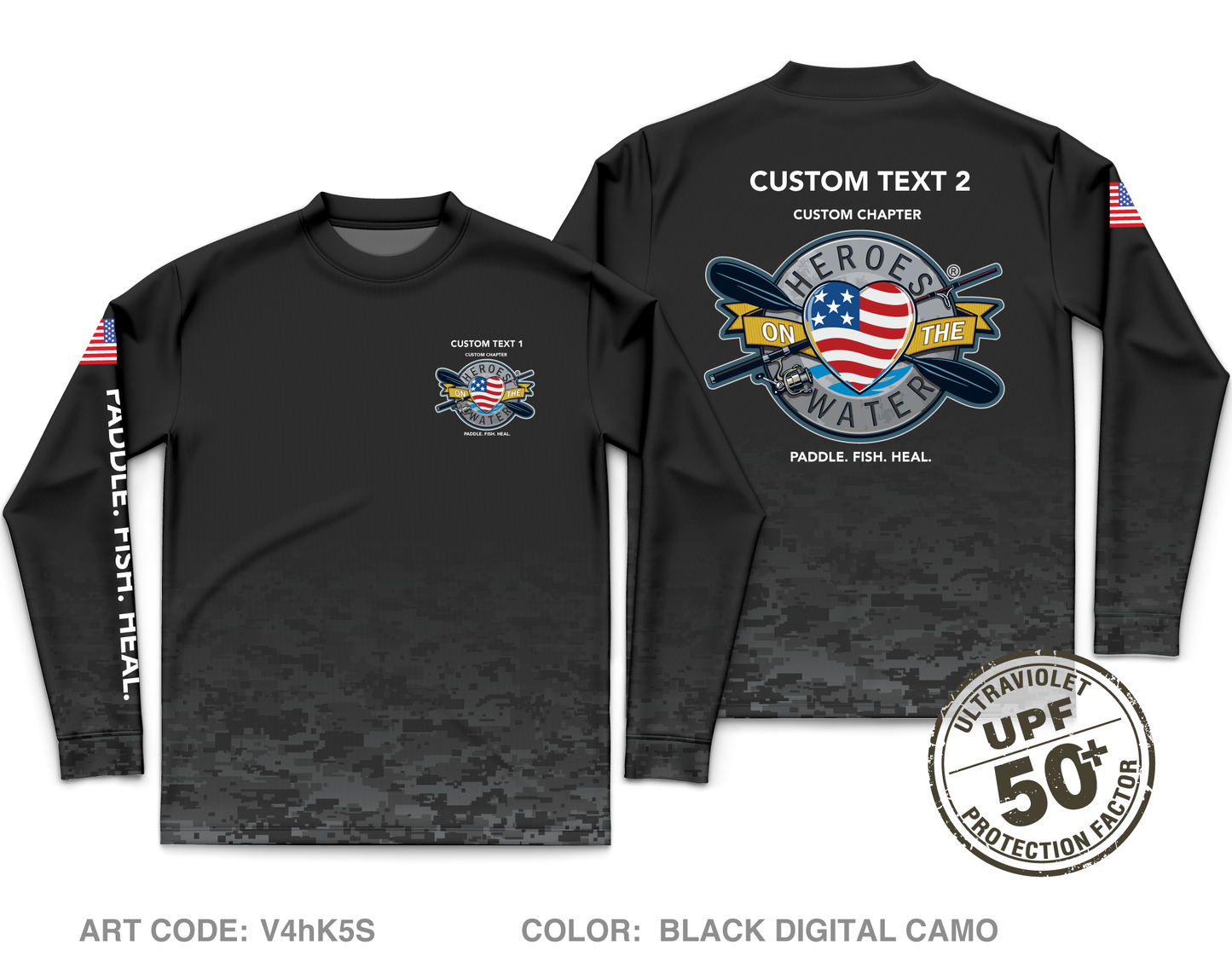 CUSTOM Heroes on the Water National Core Men's UPF 50+ Performance LS Tee - V4hK5S