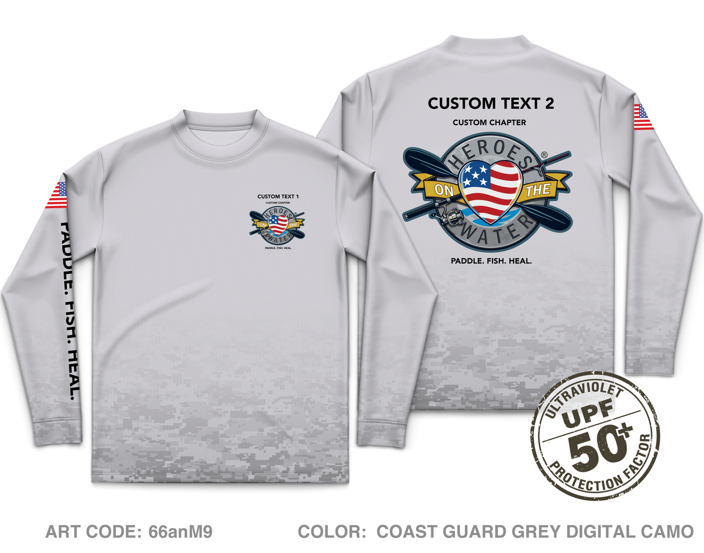 CUSTOM Heroes on the Water National Core Men's UPF 50+ Performance LS Tee - Digital Camo
