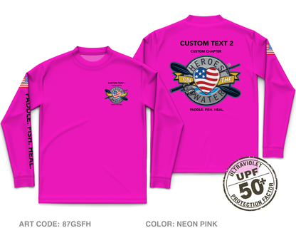 CUSTOM Heroes on the Water National Core Men's UPF 50+ Performance LS Tee - Neon