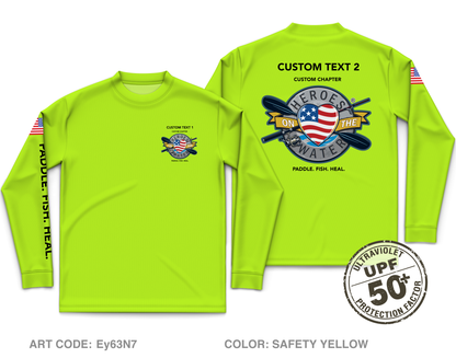 CUSTOM Heroes on the Water National Core Men's UPF 50+ Performance LS Tee - Neon
